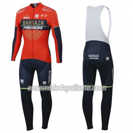 Tenue Maillot M/L + Collant à Bretelles 2018 Bahrain Merida N001